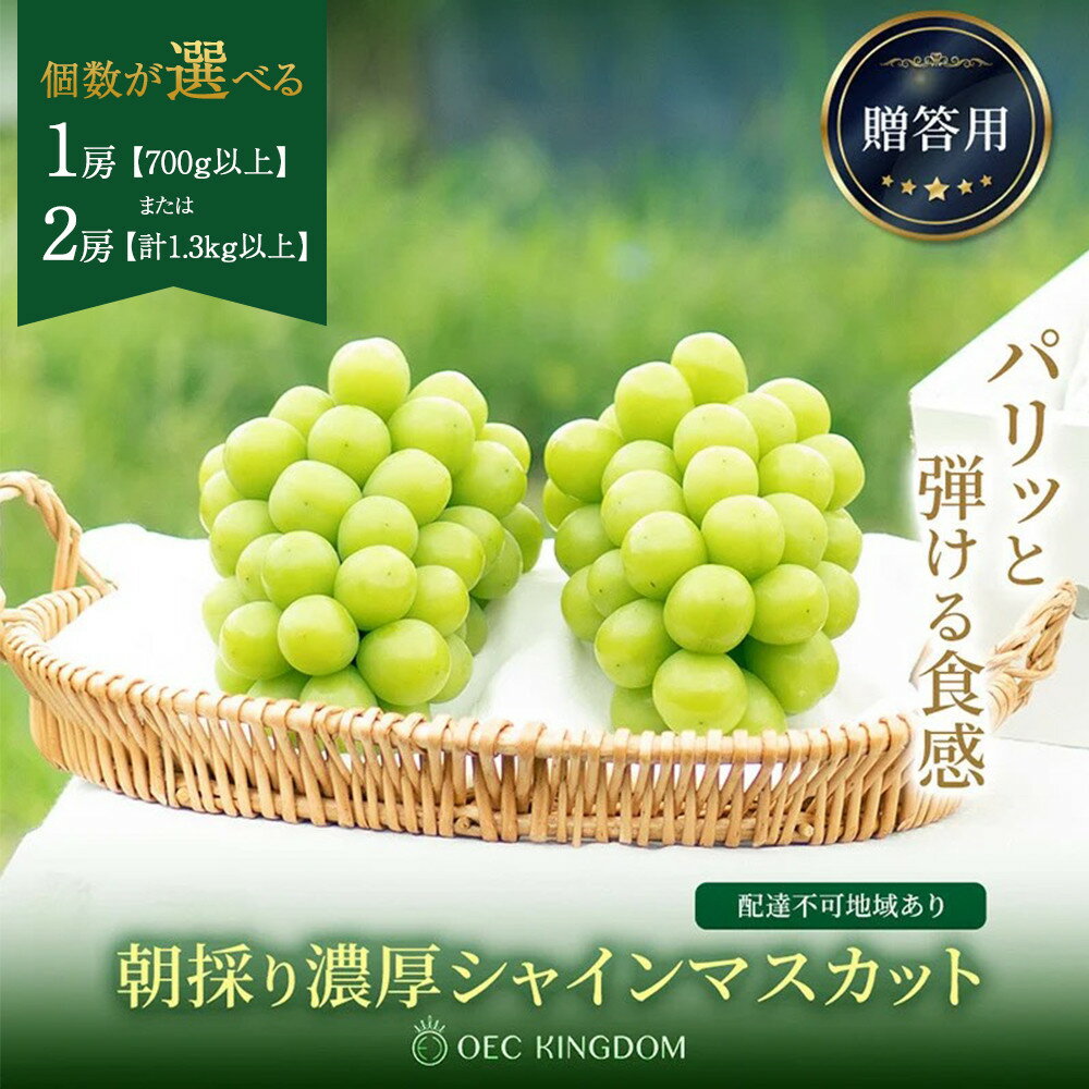 【ふるさと納税】ぶどう 2025年 先行予約 シャイン マスカット 1房 または 2房 (700g～1.3kg以上）【第1回全国ぶどう選手権入賞】 | シャインマスカット マスカット ブドウ 葡萄 フルーツ 果物 くだもの 贈答用 ギフト 岡山県 岡山市 おすすめ 人気