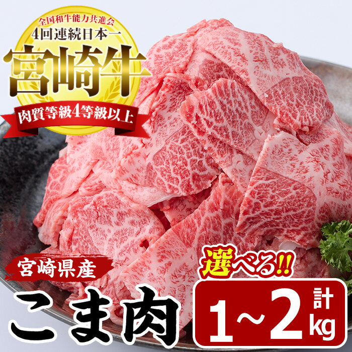 宮崎牛 こま肉(計600g・300g×2袋) 国産 牛肉 和牛 お肉 おにく ブランド牛 詰合せ 肉じゃが 野菜炒め 牛丼【MF-8】【エムファーム】