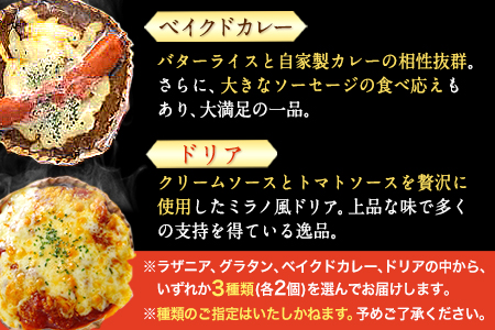 阿蘇の逸品 特製デリカセット 3種類 6個《30日以内に出荷予定(土日祝除く)》 熊本県 南阿蘇村 物産館 自然庵 ラザニア グラタン ベイクドカレー ドリア
