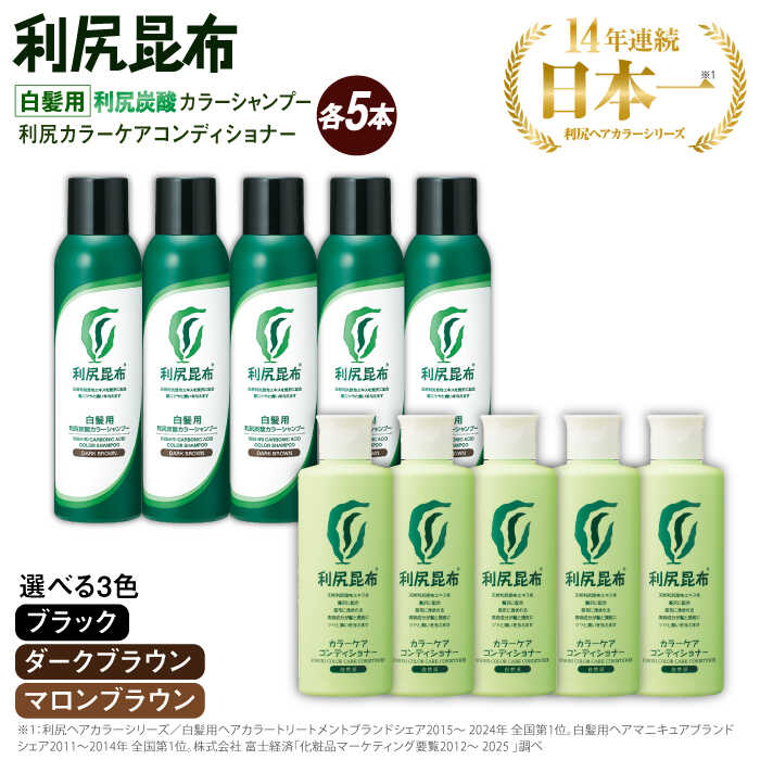 【ふるさと納税】【色が選べる!10本セット】【白髪用】利尻炭酸カラーシャンプー+利尻カラーケアコンディショナー ムラなく染まる 濃密泡 白髪染め 無添加 植物由来 カラーリング ヘアカラー シャンプー 低刺激 炭酸 敏感肌 ノンシリコン 補修 ヘアケア