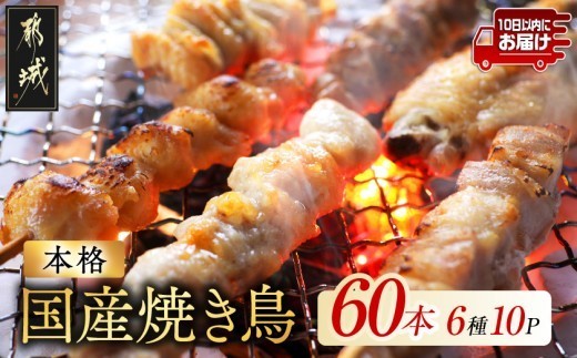 
                  職人串打ちの本格焼き鳥60本!!≪みやこんじょ特急便≫_14-33-014-60-Q_(都城市) 焼鳥串 生冷凍串 冷凍生肉 もも 皮 手羽 小肉 砂肝 ぼんじり ねぎま ハラミ せせり ささみ つくね ふりそで 6本入り 10P 計2kg BBQ 鶏肉 国産 小分け
                