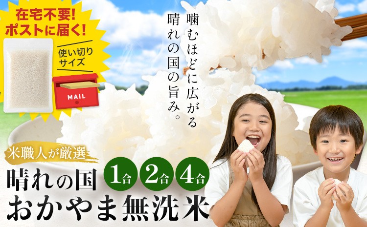 
                  無洗米 米 使い切り パック メール便 選べる 1合 2合 4合 晴れの国おかやま無洗米《30日以内に出荷予定(土日祝除く)》岡山県 笠岡市 送料無料 岡山県産 米 ふるさと納税 わけあり 以上のお米ならこれ お米 おこめ 岡山 むせんまい kome
                