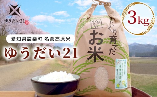 令和７年度米 粒が大きくて甘い！奇跡のお米「ゆうだい21」3kg 米 お米 白米 ごはん 数量限定 愛知県産 ブランド米 名倉高原米 -267