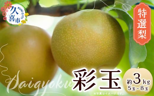 
            【先行予約 数量限定】梨 彩玉 特選梨 約3kg 5玉～8玉 | 宮野梨園 彩玉 みずみずしい 梨 フルーツ 高級 産地直送 限定品 贈り物 新鮮 お取り寄せ デザート ギフト 風味豊か 青梨 大玉 香り 上品 希少価値 珍しい 地域 甘い 限定 果物 果樹 久喜市 菖蒲 埼玉県
          