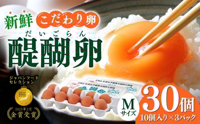 
            【醍醐卵】岐阜産こだわり産みたて卵 30個入りMサイズ 産地直送 新鮮 たまご 岐阜市 / 棚橋ファーム [ANAZ001]
          