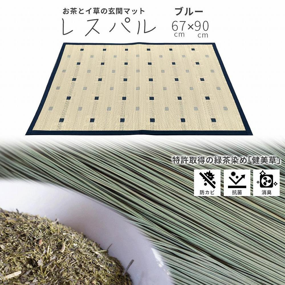 
い草玄関マット　DXレスパル　ブルー　67×90

