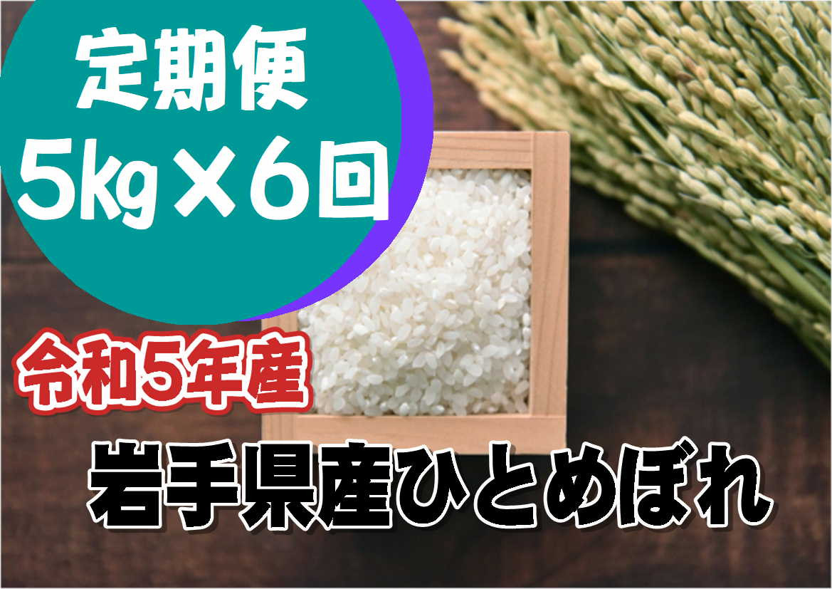 
＜新米予約＞【定期便/6ヶ月】令和5年産岩手県産 ひとめぼれ 5kg 【1296】
