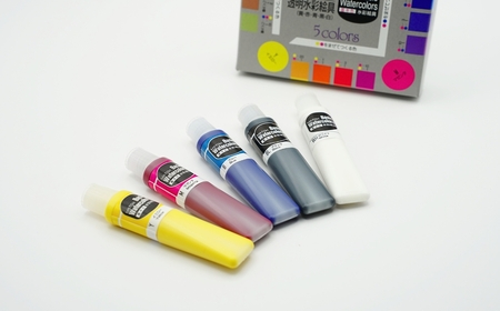 透明水彩絵の具 ベイシックカラー 3原色(5本入り)|絵の具