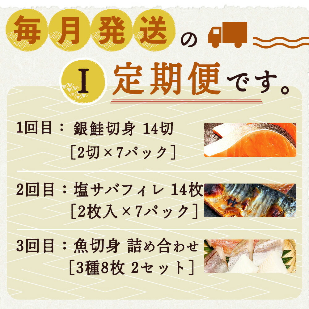 G60-T40_【定期便 全3回】魚鶴商店が選ぶ人気お魚I(銀鮭切身・サバフィレ・魚切身)_イメージ2