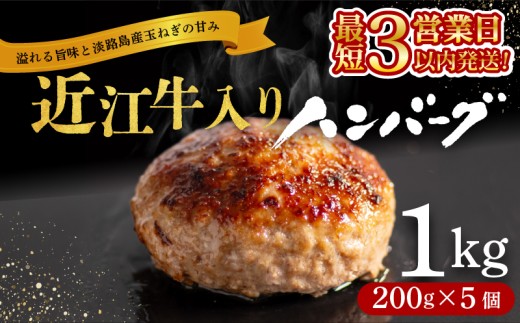 【スピード発送】 近江牛 入り ハンバーグ 200g×5個 計1kg 近江牛と淡路島の玉ねぎ使用 合い挽きハンバーグ 年内配送 冷凍 真空 小分け 個包装 肉汁 たっぷり 大容量 大きめ ハンバーグ 合挽き 牛肉 豚肉 保存料 不使用 ビーフ ポーク 合いびき肉 挽肉 ジューシー ハンバーグ お弁当 おかず 惣菜 晩ごはん 贅沢 ギフト 贈り物 贈答