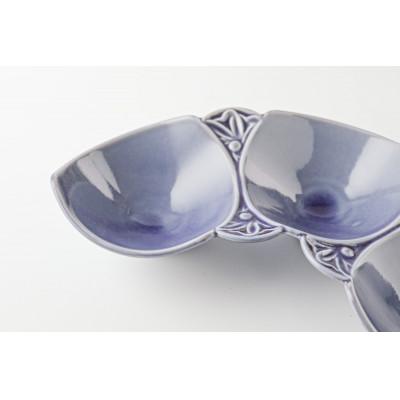 ふるさと納税 瑞浪市 【美濃焼】asumi(彩澄)21cm三連花皿 オリーブ・パープル/箱入り2色セット 78193702 |  | 02