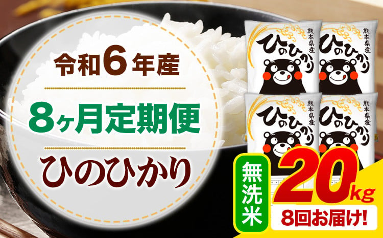 
            【8ヶ月定期便】令和6年産 無洗米 ひのひかり 定期便 20kg《申込み翌月から発送》令和6年産 熊本県産 ふるさと納税 精米 ひの 米 こめ ふるさとのうぜい ヒノヒカリ コメ お米
          