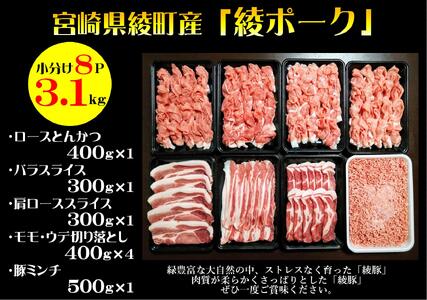 綾ポークバラエティー３.１kg（小分け８パック）セット（0057-019）
