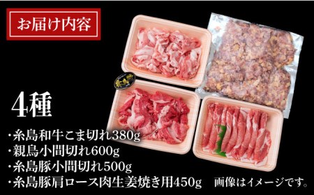 【全6回定期便】牛肉 豚肉 鶏肉 日常使いの精肉セット 1,930g 4~5人前 4種《糸島》【糸島ミートデリ工房】[ACA198] 糸島 和牛 牛肉 豚肉 鶏肉 BBQ 焼肉 肉 牛 豚 鶏 普段 