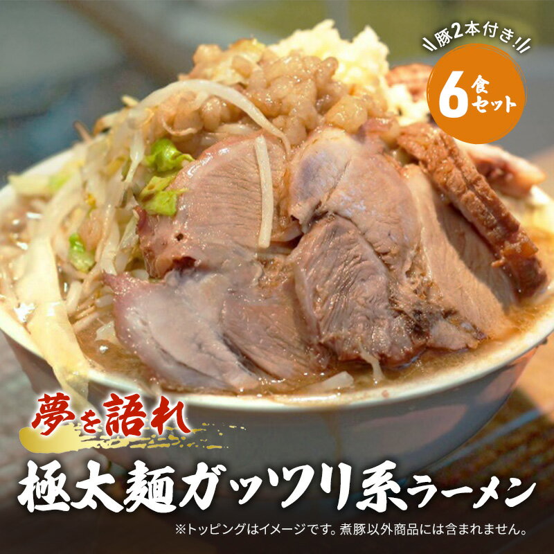 【ふるさと納税】ラーメン 冷凍 極太麺 6食 セット 2本付き ガッツリ系ラーメン 豚 G系 醤油豚骨スープ 夢ラボシート付き 夢を語れ 佐賀県鳥栖市