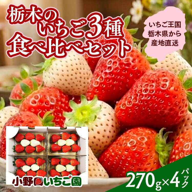 【ふるさと納税】栃木のいちご 3種 食べ比べセット | とちおとめ とちあいか ミルキーベリー イチゴ 苺 栃木県 果物 フルーツ 栃木県 壬生町 産地直送 ※2027年1月～発送