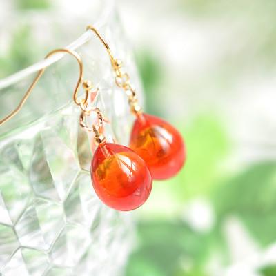 ふるさと納税 長沼町 【Soukore】ガラスアクセサリー・夕やけ・ピアス |  | 02