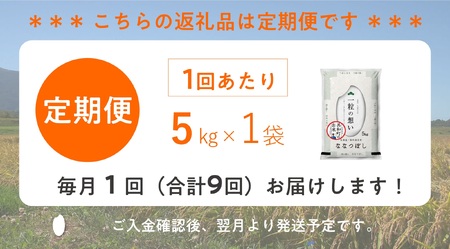 〈令和7年産〉 定期便 9ヵ月連続お届け ななつぼし 5kg 精米 北海道 共和町 お米 白米 ご飯 ライス 一粒の想い ※沖縄・離島配送不可