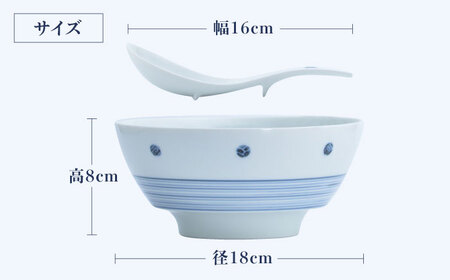 【有田焼】究極のラーメン鉢レンゲセット 青芽吹き朱芽吹き ペア / 有田焼 どんぶり 皿 / 佐賀県 / 株式会社まるぶん[41APCD055]