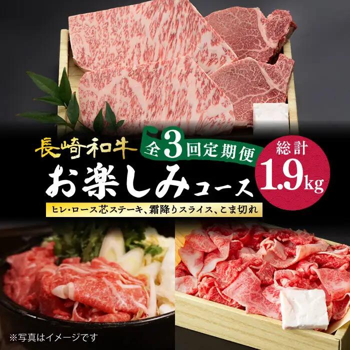 【3回定期便】長崎和牛お楽しみコース 牛肉定期便 [DBK031] 牛肉定期便 3回
