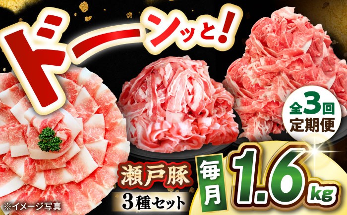 
                  【全3回定期便】 瀬戸豚 豚肉3種セット計1.6kg（ロースしゃぶ500g、バラスライス500g、カタバラ切り落とし600g）/ 豚肉 小分け 冷凍 便利 / 瀬戸市 / 関屋精肉店 [BBBQ061]
                