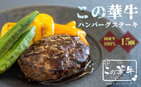 国産牛肉100%『この華牛 ハンバーグステーキ(15個)』高原有田牧場直送 TF0459-P00037