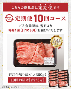 近江牛切り落とし【定期便10回】厳選 ブランド牛 和牛 産地直送 国産 黒毛和牛 牛肉 お肉 近江牛 和牛 牛肉  霜降り AK-0025