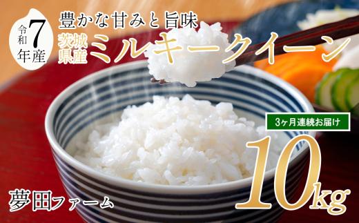 【 3ヵ月 定期便 】 令和7年産 ミルキークイーン 10kg │ 米 お米 白米 精米 10キロ 2025年産 茨城県産 茨城県 つくば市
