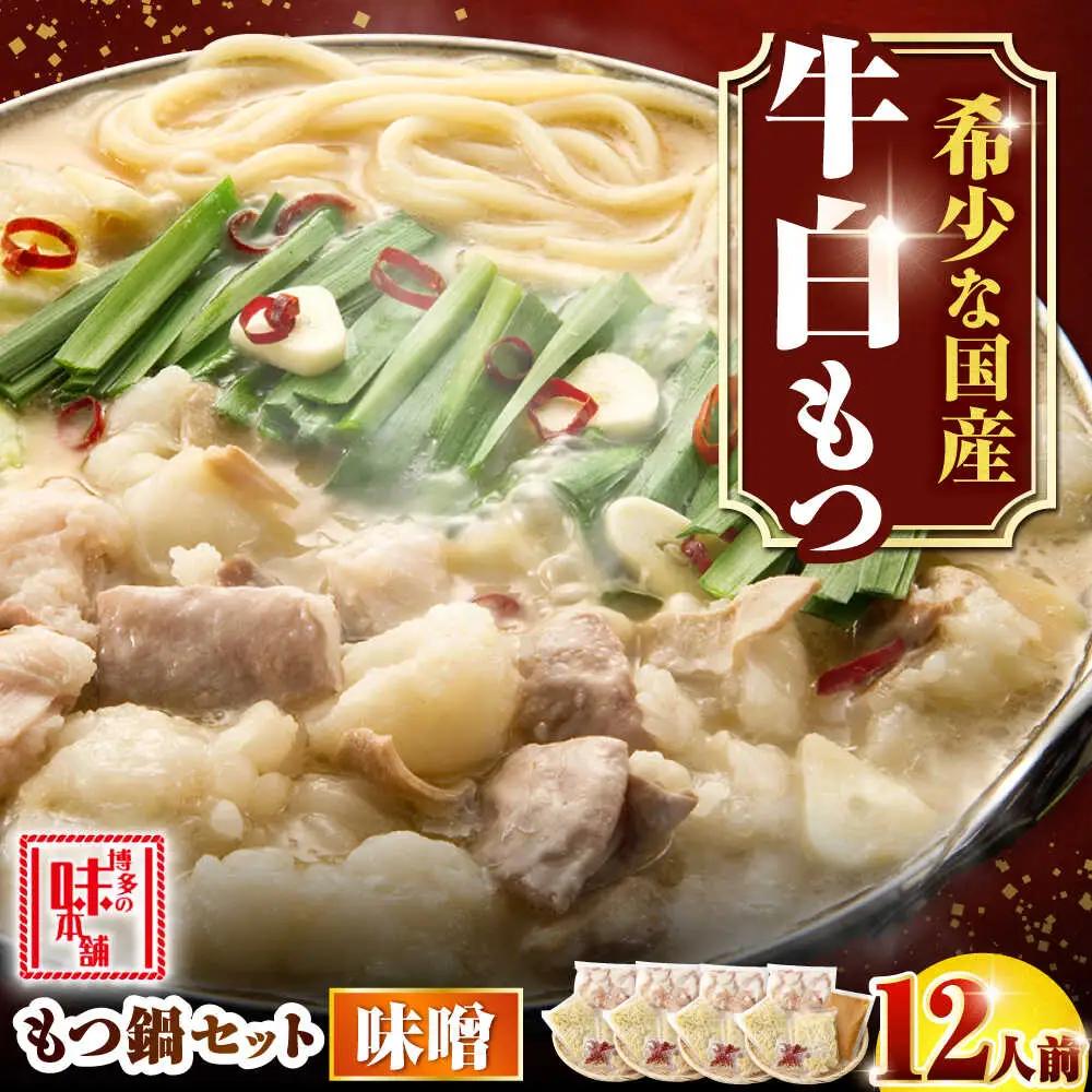 【厳選国産牛使用】博多もつ鍋 みそ味パーティーセット12人前[BGAI024] モツナベ
