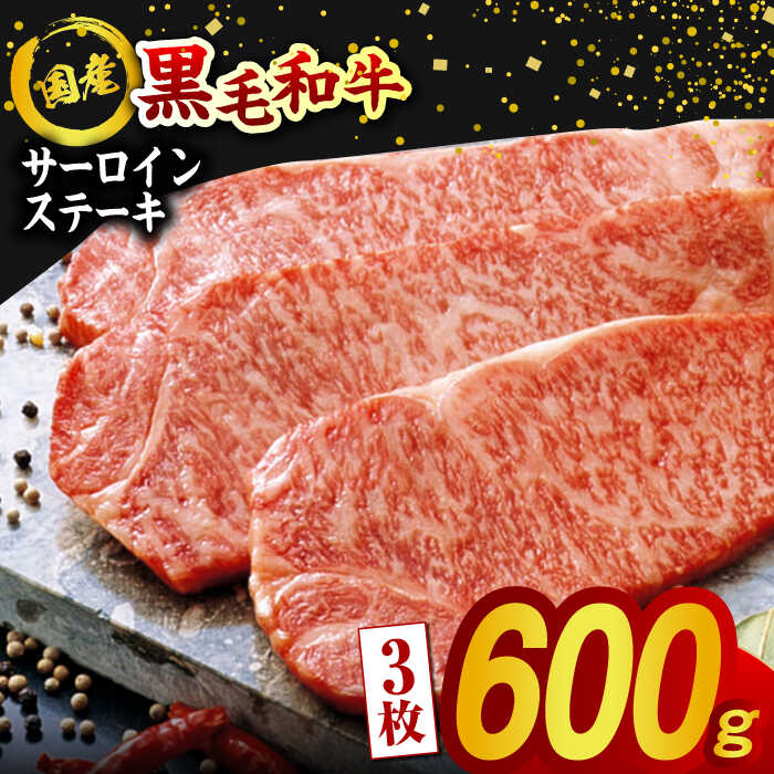【ふるさと納税】熊本県産 黒毛和牛 サーロイン ステーキ 3枚 約600g 牛肉 ステーキ 国産 和牛 A4ランク以上 A4 A5 冷凍 肉 サーロイン 焼き肉 BBQ バーベキュー 霜降り 高級 九州産 熊本産 山鹿市 贈り物 ギフト 送料無料【有限会社九州食肉産業】[ZDQ021]