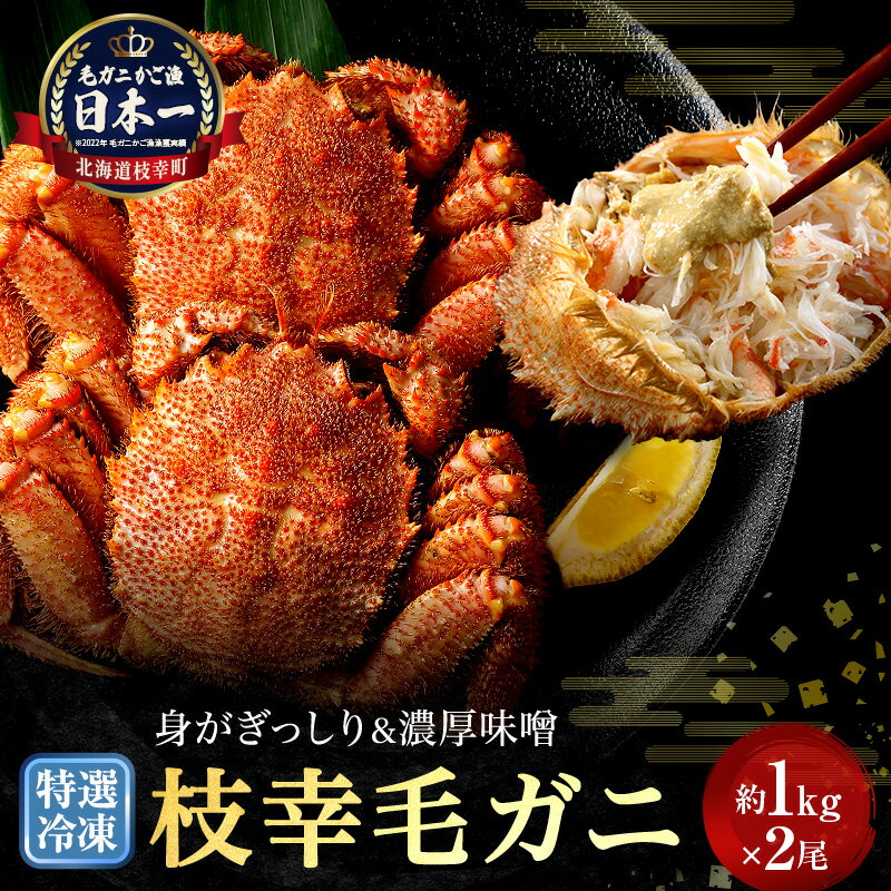 【ふるさと納税】【漁獲量日本一】至福の逸品！特選冷凍「枝幸毛がに」約1kg×2尾 毛蟹 毛ガニ オホーツク 北海道加工食品 地域のお礼の品 カタログ 毛カニ