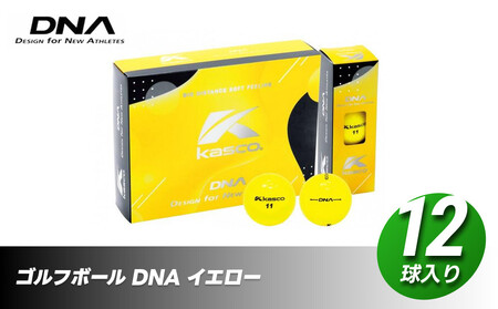 ゴルフボール DNA【イエロー】1ダース 2ピースボール 高反発 高弾性 中高弾道 超反発 kasco キャスコ｜ゴルフボール