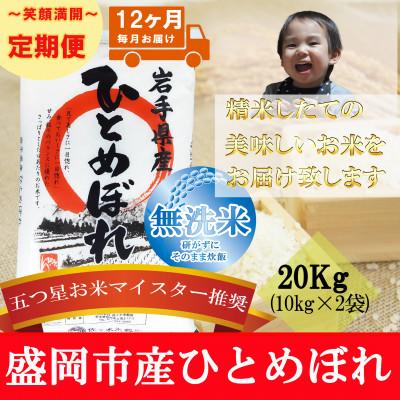 ふるさと納税 盛岡市 【毎月定期便】無洗米 ひとめぼれ 20kg全12回