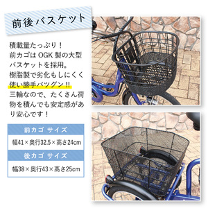 イーパートン 電動アシスト 三輪自転車 サファイアブルー 送料無料 BEPN20SB（組立なし）ミムゴ  CC005