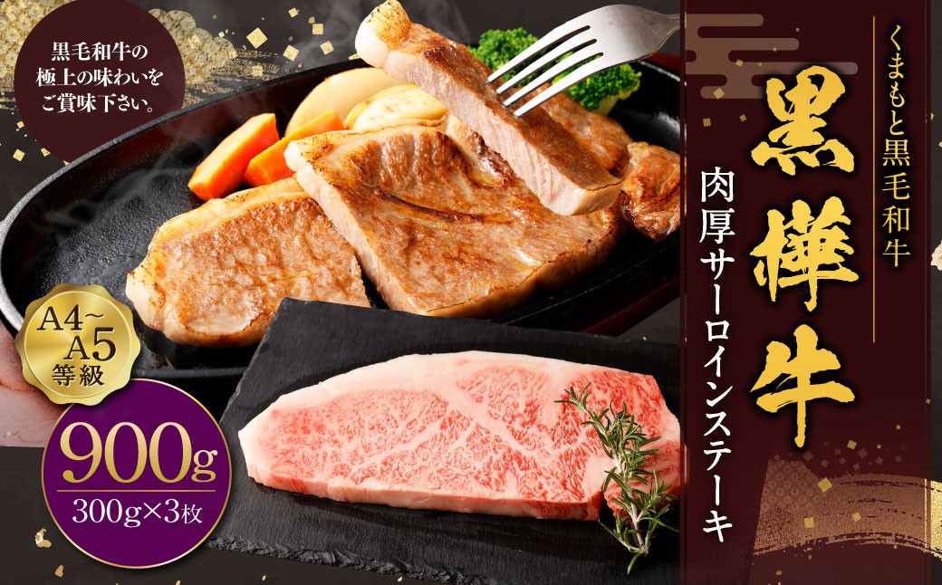 
黒樺牛 肉厚サーロインステーキ 約900g （約300g×3パック） お肉 肉 牛肉 ブランド黒毛和牛 和牛 黒毛和牛 ブランド牛 サーロイン ステーキ ロースステーキ 冷凍 国産 九州産 冷凍
