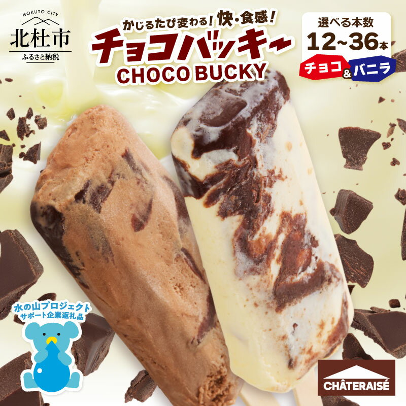 【ふるさと納税】 ★高評価 ＼レビューキャンペーン実施中／ シャトレーゼ チョコバッキー 選べる 本数 12本入り 24本入り 36本入り 高評価 アイス 詰め合わせ セット バニラ＆チョコ バニラ チョコ 2種類 チョコ好き デザート おすすめ 人気 山梨県 北杜市 送料無料 h028