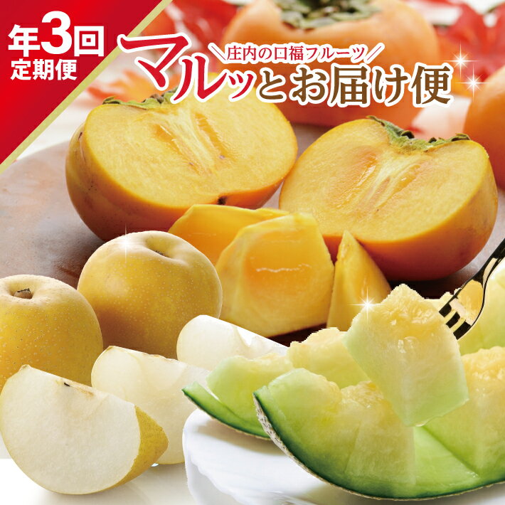 【ふるさと納税】≪3回定期便≫ 庄内の “口福フルーツ” マルッとお届け便2026 6月中旬〜8月上旬:アンデスメロン 8月下旬〜10月上旬:刈屋梨 10月下旬〜11月下旬:庄内柿 計3回 山形県酒田産 ※着日指定不可 頒布会 青肉メロン 梨 和梨 柿 くだもの 果物 フルーツ 夏 秋