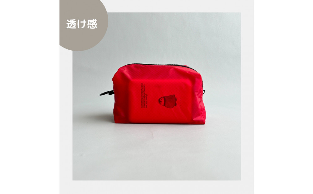 【赤】ナイロン化粧ポーチ　内ポケット付き