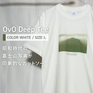 Tシャツ 半袖  WHITE Ｌサイズ 綿100％ 「 OvO Deep Tee 」 ユニセックス カジュアル ファッション 白 ホワイト 富士山