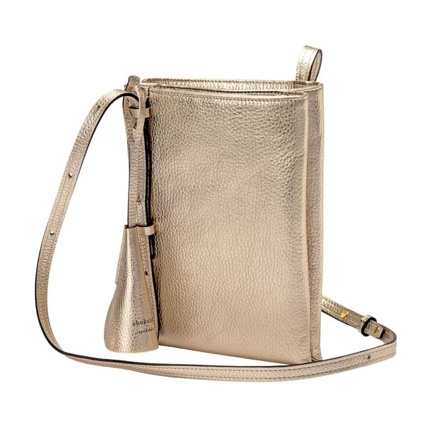 item2481豊岡鞄 Shokolatt ショルダーポーチ 2層式 大 ゴールド