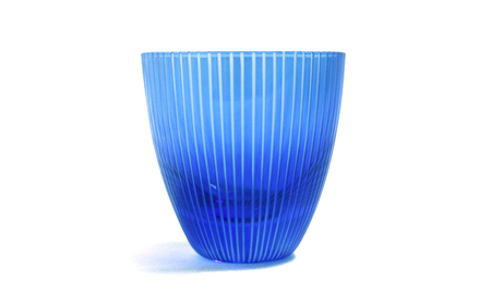 浅草切子 KANA KURITA「ぐい呑 千筋 青藍/金赤＜艶消し＞」ペアセット 木箱入り_0012-101-T07