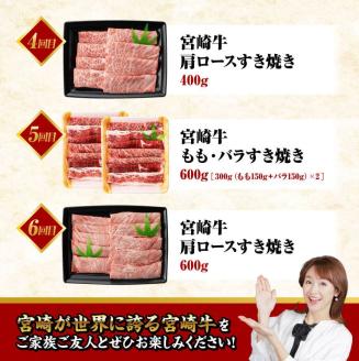 【 6ヶ月定期便 】 宮崎牛 3種 月替わり 定期便B 全6回　牛肉[E11013t6]