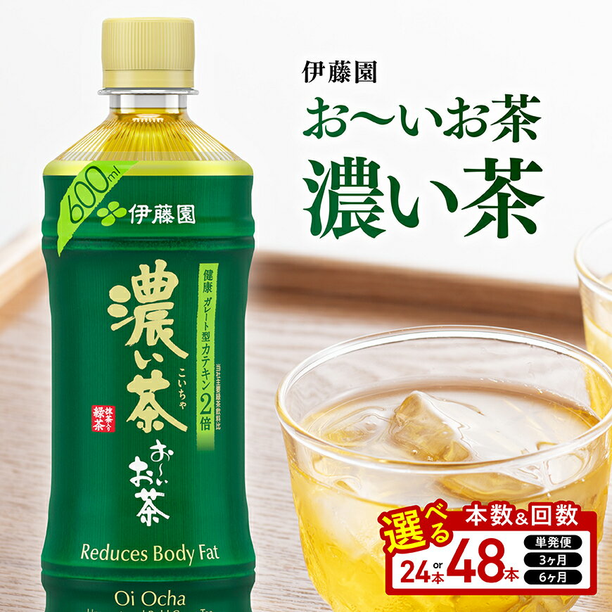 【ふるさと納税】 【本数・回数が選べる】伊藤園 お～いお茶 濃い茶 PET 600ml - 飲料類 飲みもの 緑茶 お茶 カテキン ペットボトル PET BBQ キャンプ イベント 焼肉 機能性表示食品 カテキン量2倍 備蓄 長期保存 送料無料 宮崎県川南町