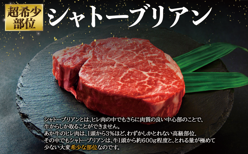 【数量限定】 あか牛 シャトーブリアン ステーキ肉 200g×2 数量限定 希少部位 赤牛　国産和牛　400g　和牛 肉 国産 牛肉 希少 高級 シャトーブリアン ステーキ 父の日ブランド牛 人気 美