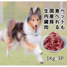 ペットも食べられる国産豚生内臓肉【加熱用】3kg(1kg×3パック)