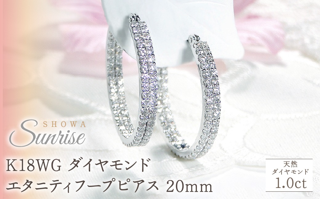 K18WG 【1.0ct】ダイヤモンドエタニティフープピアス【20mm】 CSP00052-18W SWAV034