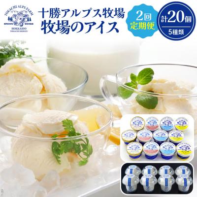 ふるさと納税 清水町 【2回定期便】上質な生乳の美味しさがぎゅ〜っ!十勝アルプス牧場 牧場のアイス 合計20個