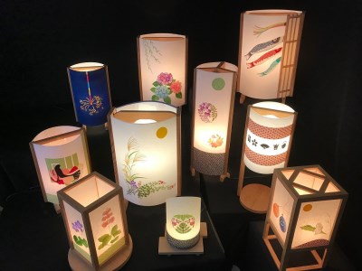 030D060 着物生地で作ったおしゃれな行灯（あんどん） 日本の文化