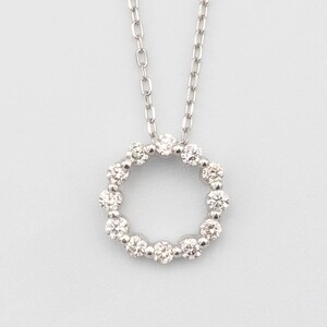 PT900/PT850　0.15ctダイヤモンド　サークルペンダントネックレス　FHH-019916