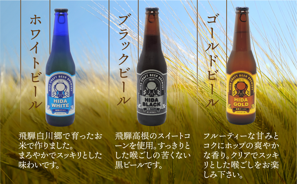 地ビール飛騨　バラエティーセット　5種8本 黒ビール ライトエール ダークラガー 無濾過・非加熱 クラフトビール エール ラガー フルーツビール フルーツ発泡酒 地ビール 麦酒 お酒 高山酒類卸  T